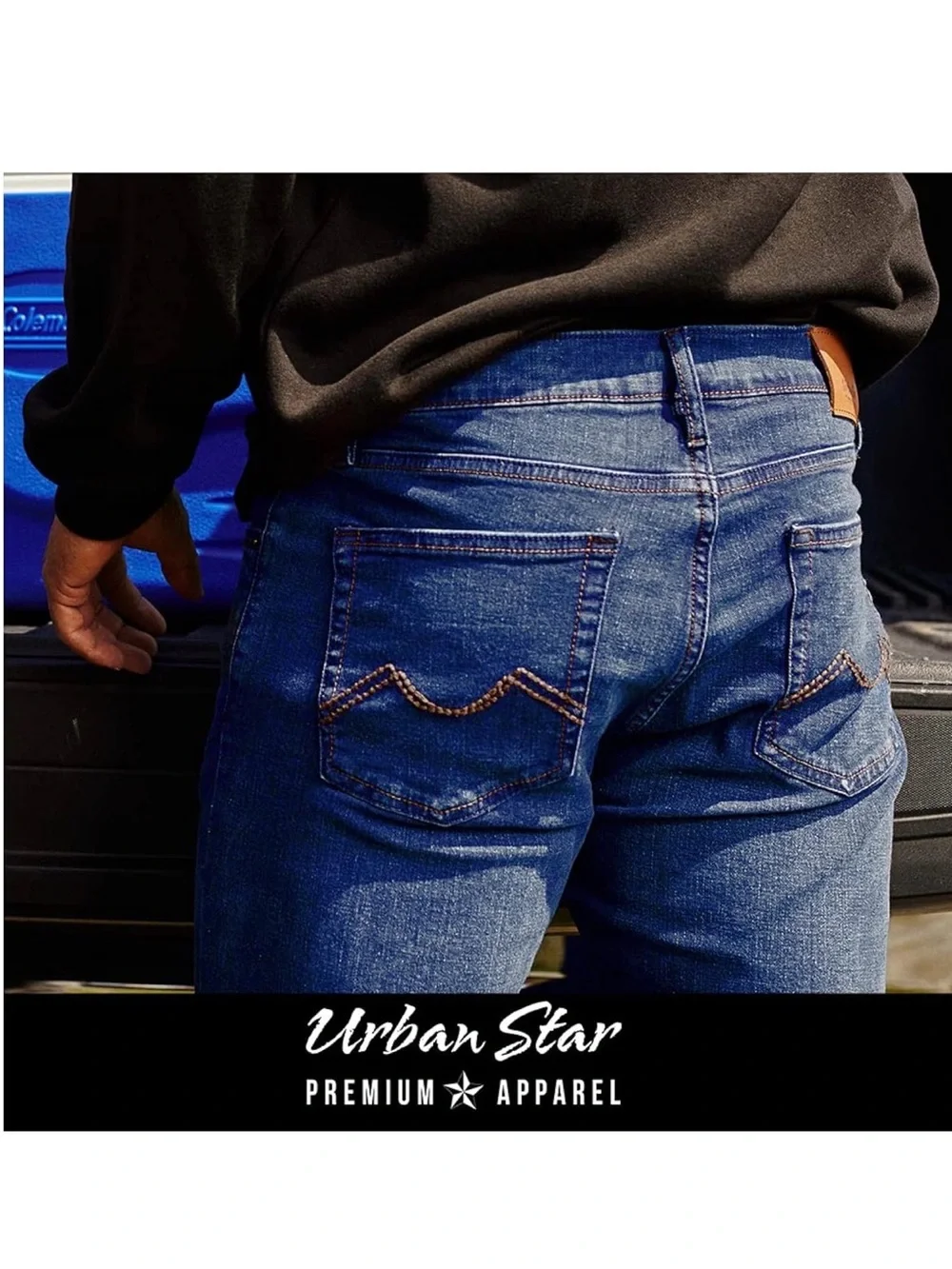 Urban Star Men's Blue Medium Wash Straight-Leg Jeans 32X34